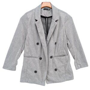 Black Tape Open Front Blazer Womens Grey Double Breasted Jacket Size S